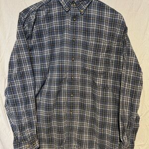 L.L. Bean Blue and White Plaid Button-Down Shirt
